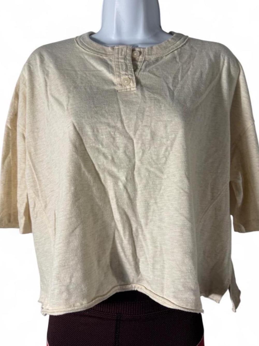 aerie Beige Short-Sleeve Henley Tee